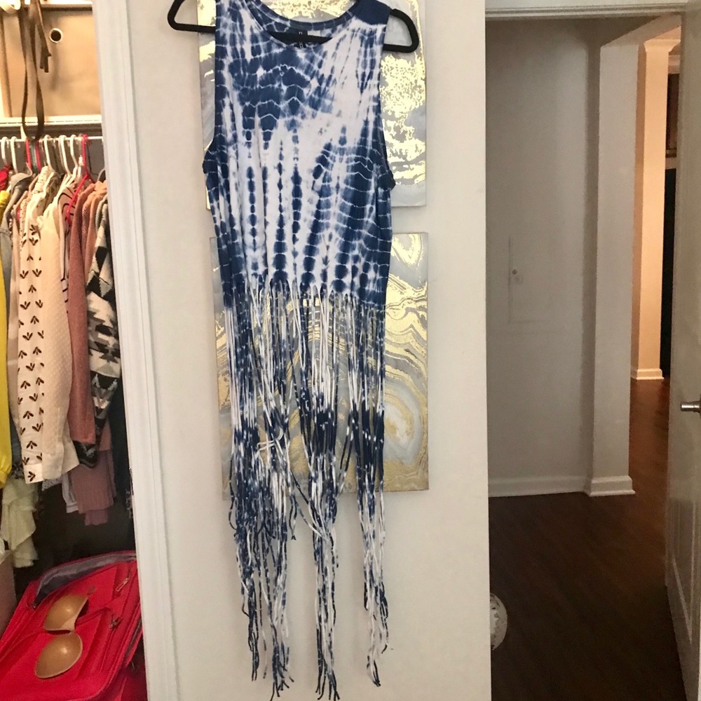 Tie Dye Fringe Tank Top